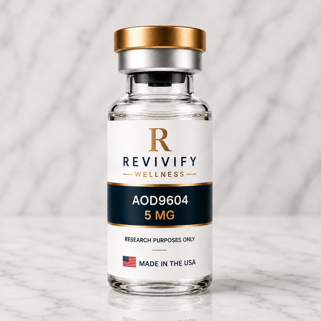 AOD9604 research peptide vial, Revivify Wellness
