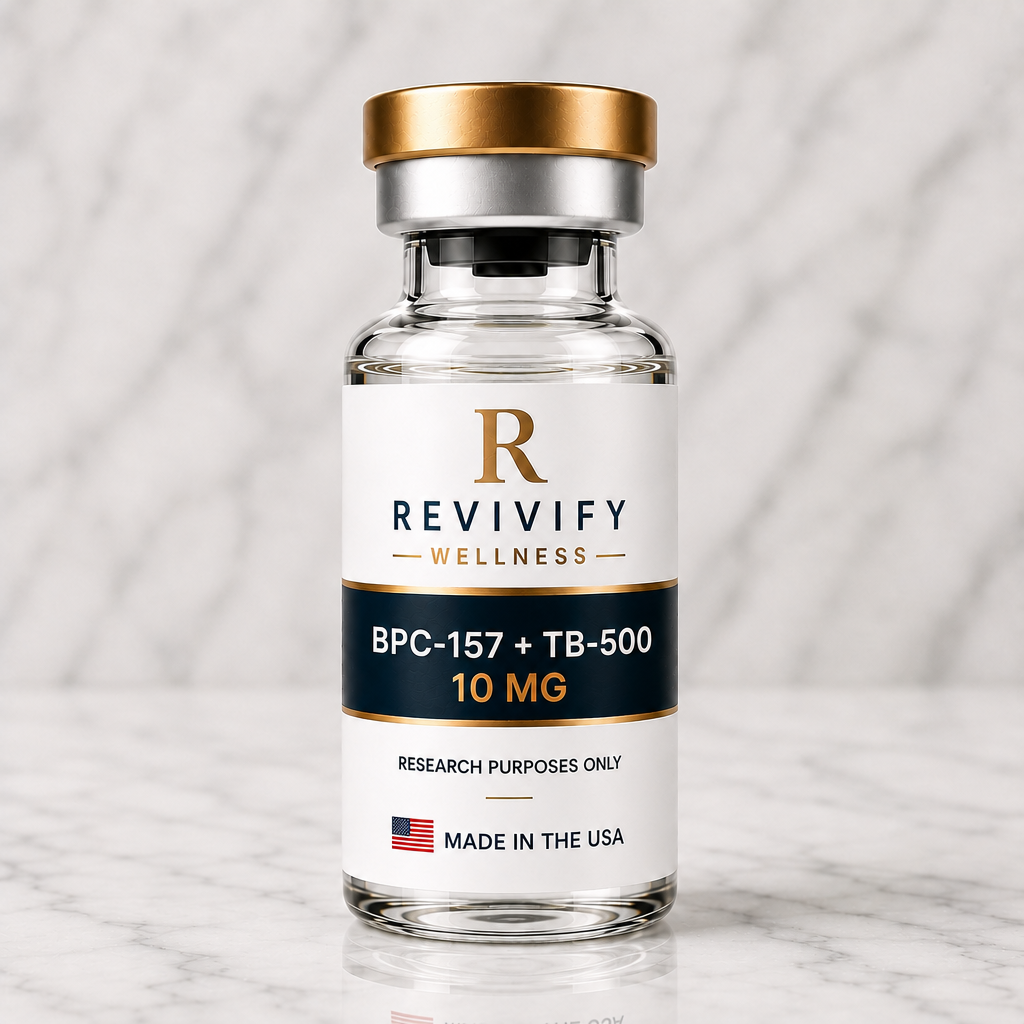 BPC-157 + TB-500 (Wolverine) research peptide vial, Revivify Wellness