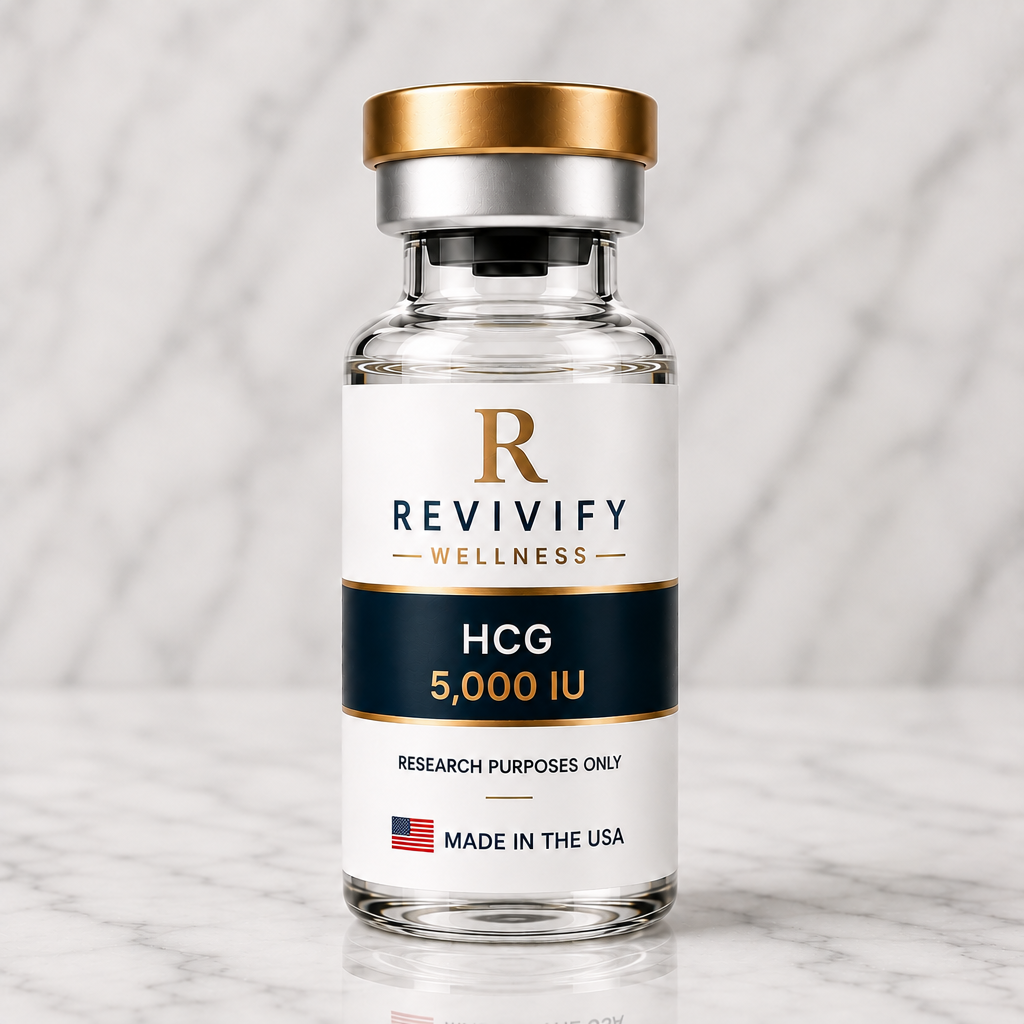 HCG research peptide vial, Revivify Wellness