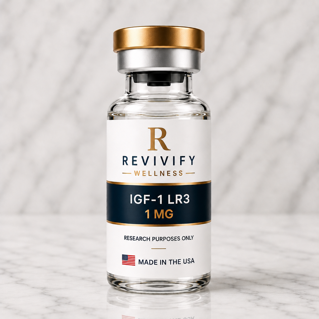 IGF-1 LR3 research peptide vial, Revivify Wellness